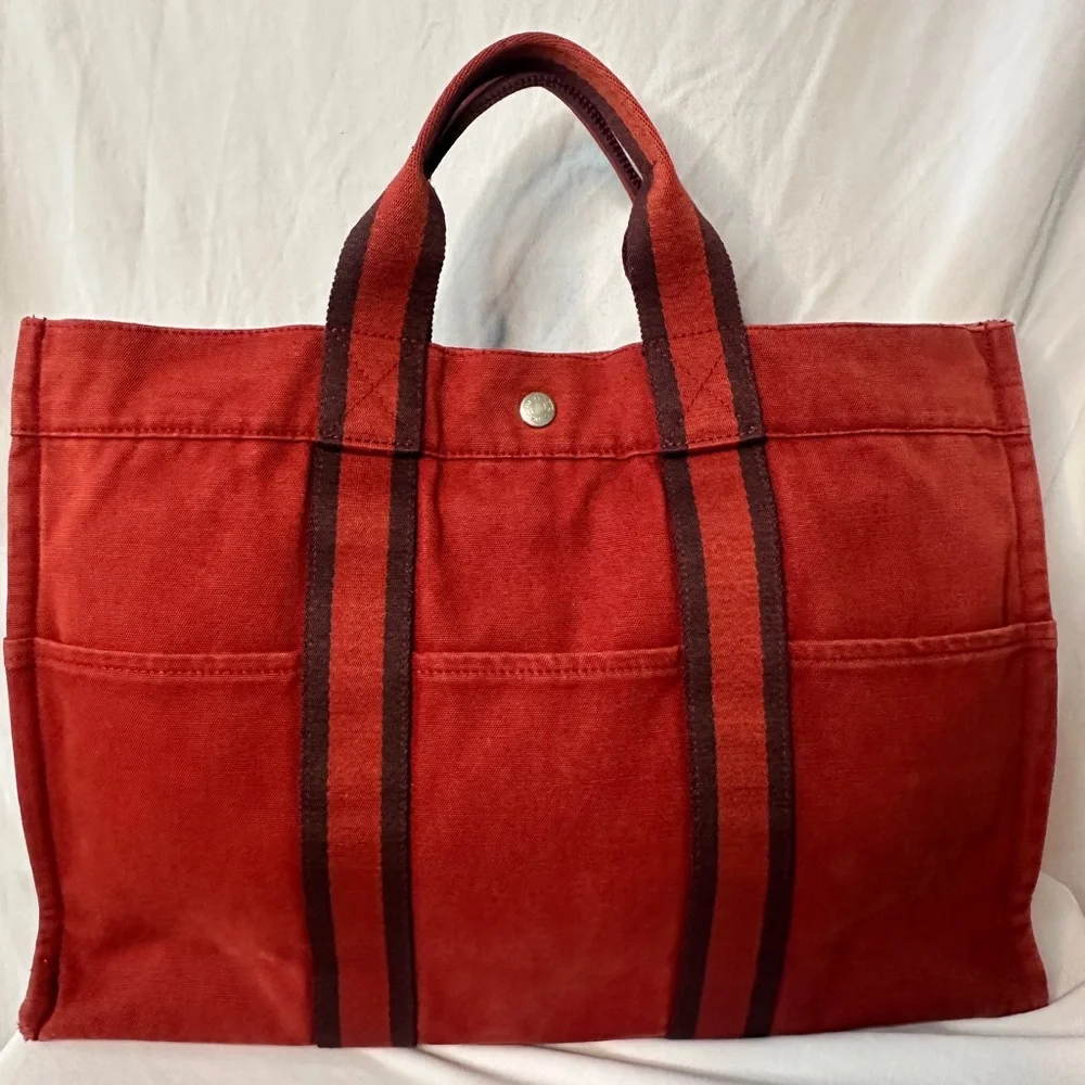 HERMES Red Canvas Tote 💼